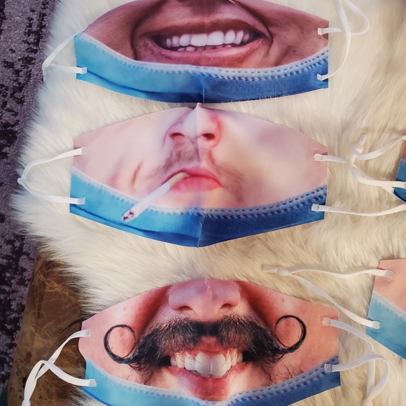 Funny face masks set of 3 men's face - Picture 1 of 2